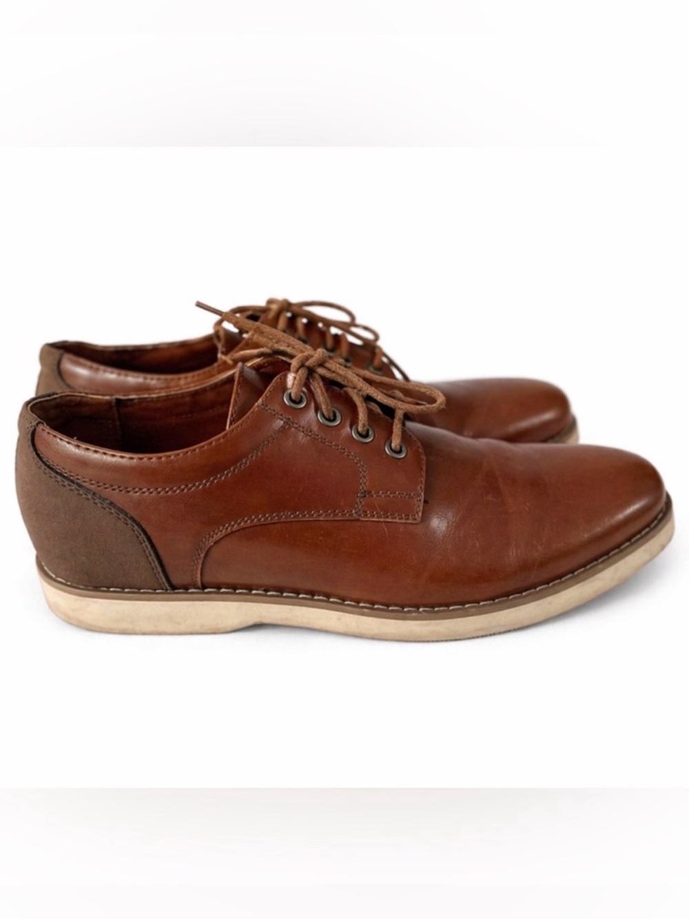 Perry Ellis Men’s Brown Leather Dress Shoes Size 9.5 Lace-Up Casual Oxford